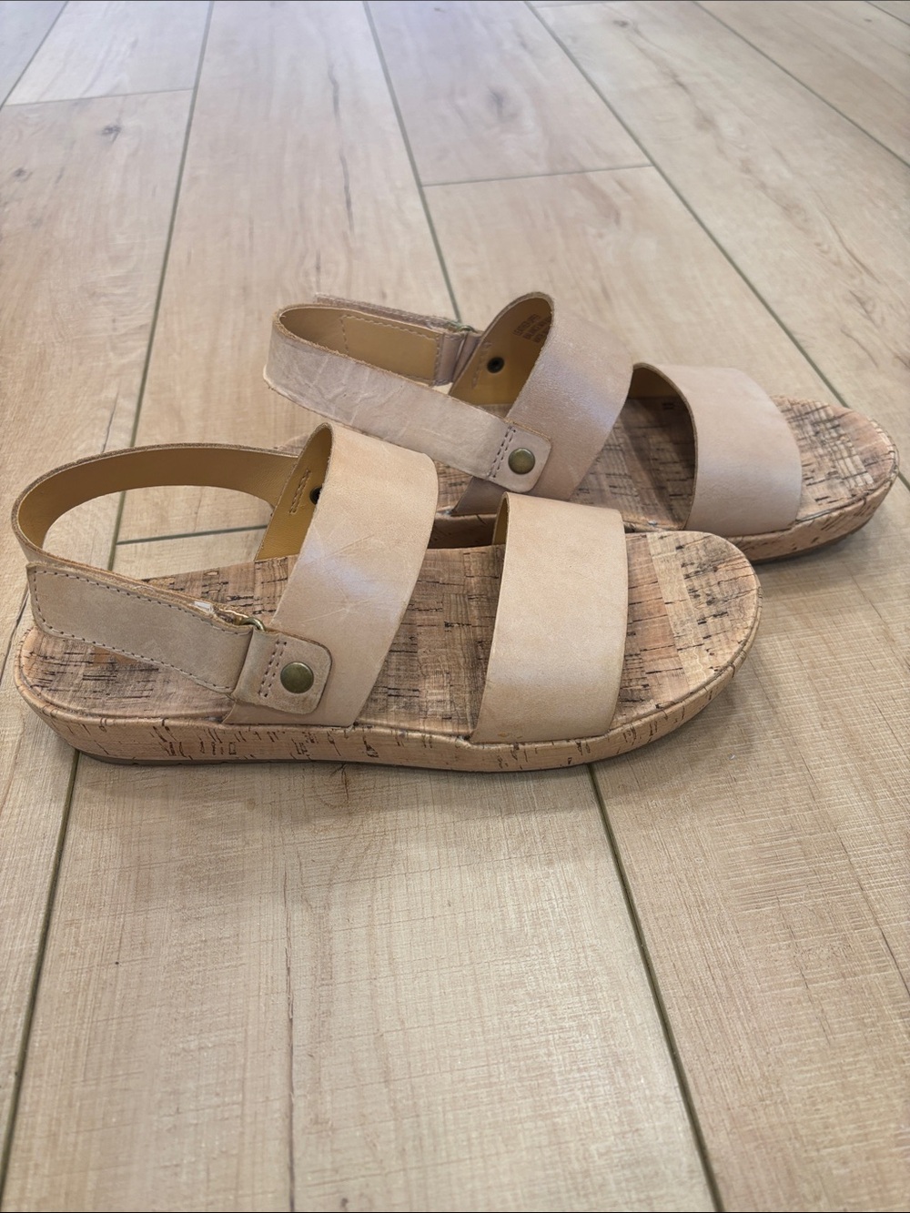 Kork-Ease Tan Cork-Style Double Strap Sandals